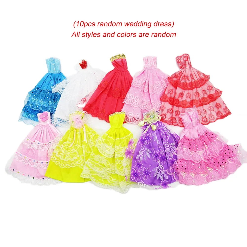 

10PCS Handmade DIY Doll Wedding Dress Doll House Children Accessories Doll Accessory Set Doll Random Wedding Dress