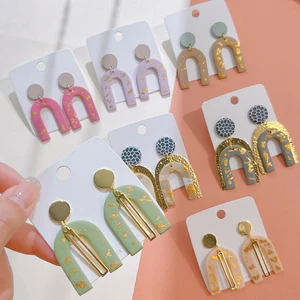 Vintage Jewelry pendientes earrings fashion jewelry piercing Geometry Polymer Clay Handmade Earring Women dangle pendientes