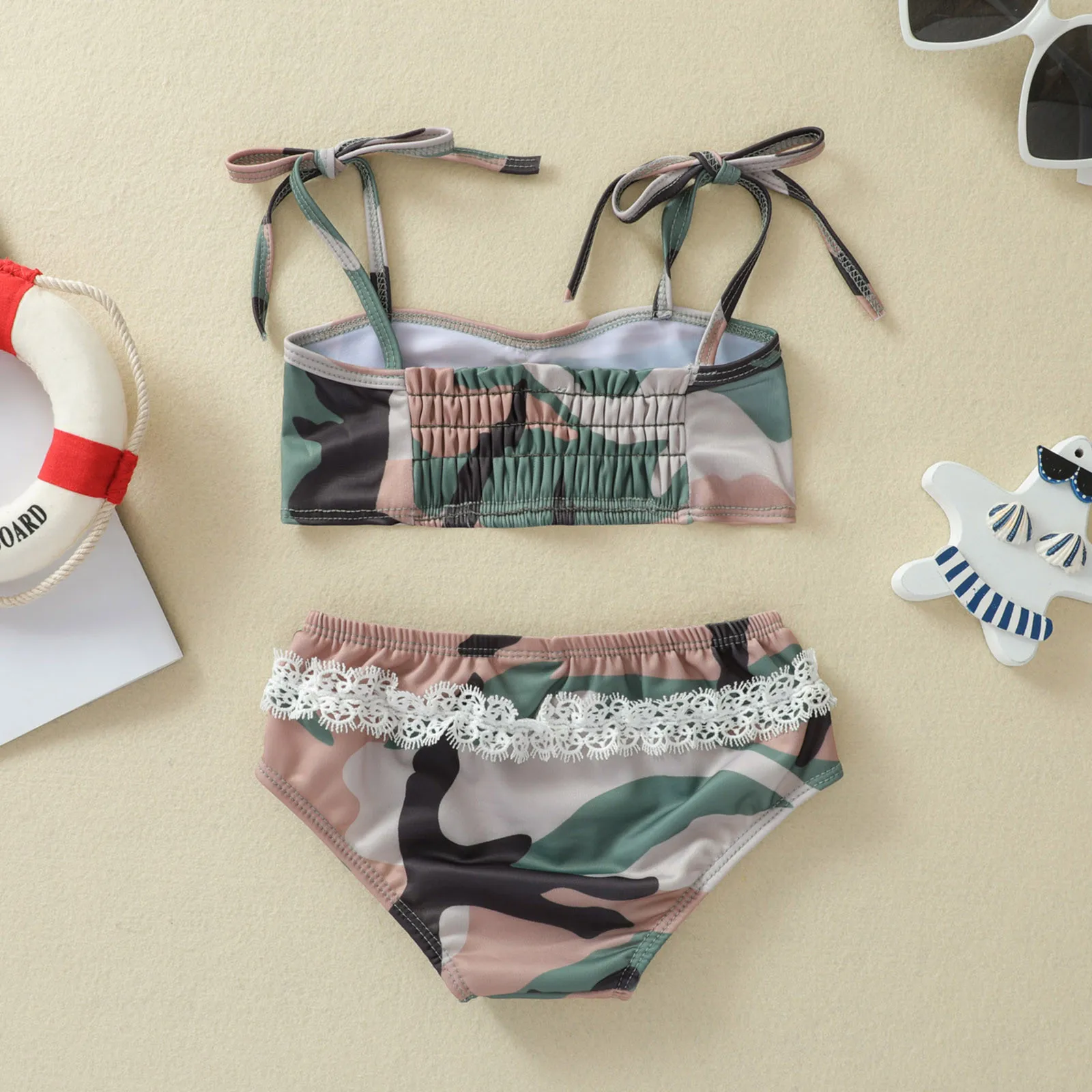 Купальник для девочек 3-3 лет лето 2022 купальник из двух предметов с камуфляжным