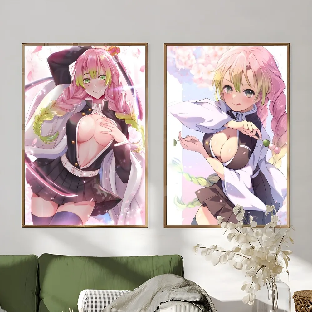 K-Kanroji M-Mitsuri Anime Sexy Poster Sticky Wall Art Printing Waterproof Home Living Bed Room Bar Aesthetic Decor