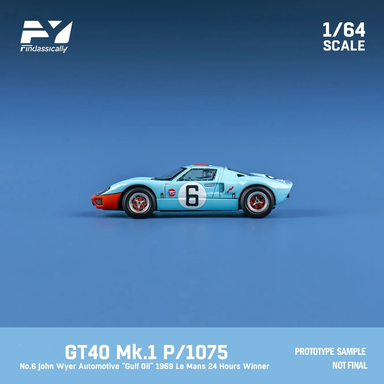 Findclassically FY 1:64 GT40 MK II GULF Цветная литая модель автомобиля