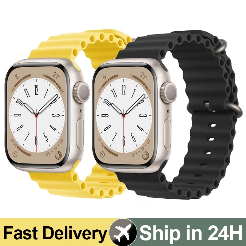 

Ocean for Apple watch band 49mm 44mm 40mm 45mm 41mm 42mm 38mm 40 44 45 mm silicone bracelet iWatch series 7 6 3 se Ultra 8 strap