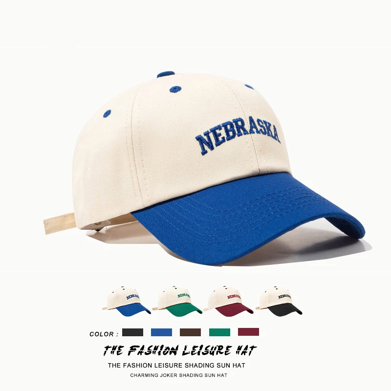 

spring Summer Colorblock Embroidery Baseball Cap For Female Women's Hat Cotton Snapback Men's Baseball Cap Sun Hat unisex