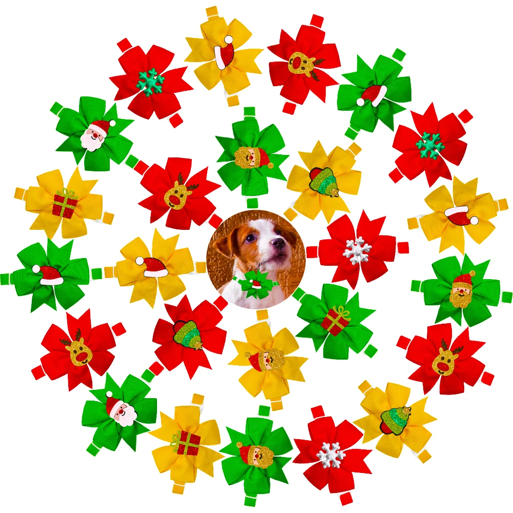 

60PCS Cute Christmas Pet Puppy Dog Cat Bow Ties Adjustable Dog Supplies Dog Bowties Decorate Puppy Grooming Pet Accessories