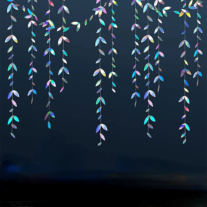

1 шт. 2 м бумажные листья для свадебной вечеринки подвесные декорации на день рождения лазерные серебряные растения флаг сценический Декор