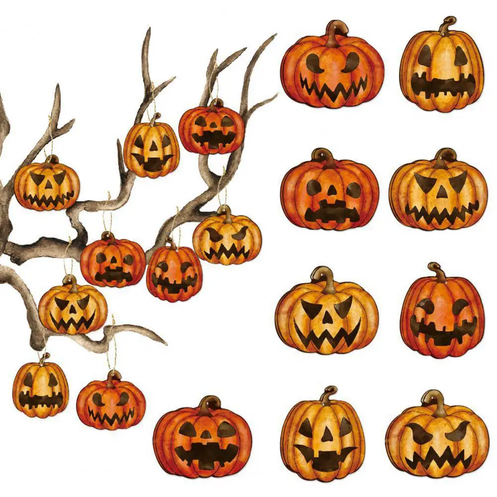 

9Pcs Halloween Pumpkin Pendant Realistic 3D Visual Effect Easy to Hang Create Festive Atmosphere Tree Decorations