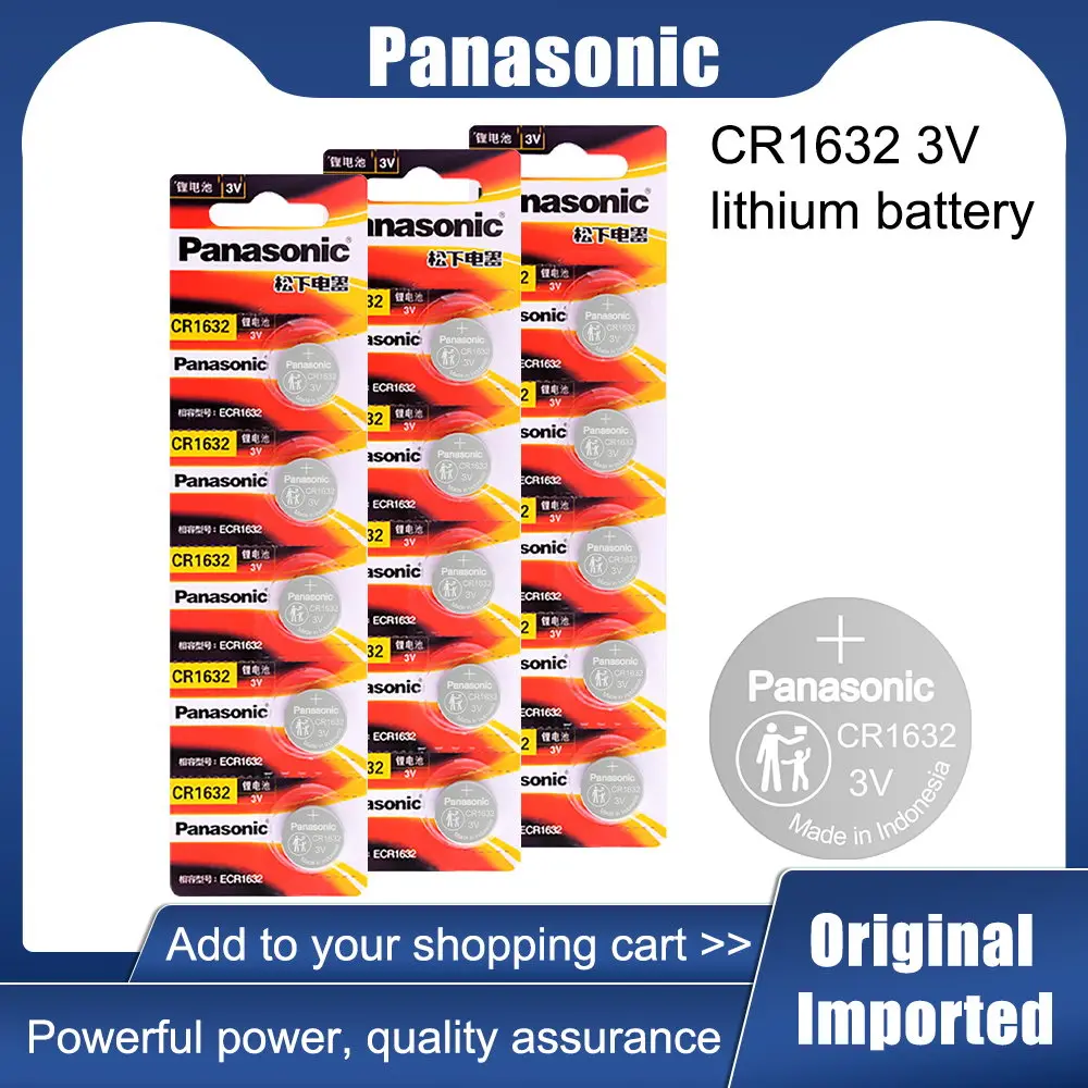 

Original Panasonic CR1632 CR 1632 DL1632 ECR1632 BR1632 3V Lithium Battery For Smart Watch Remote Control Button Coin Cell