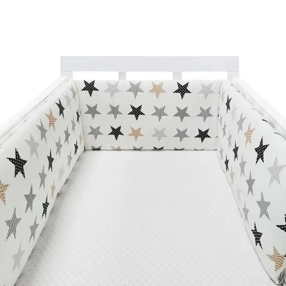 

Nursery Nordic Stars Design Baby Bed Thicken Bumper One-piece Crib Around Cushion Cot Protector Pillows Newborns Room Decor