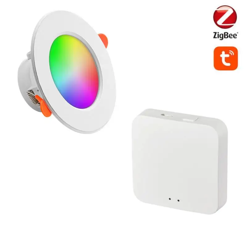 

Умный светильник Tuya, Светодиодный точечный светильник с поддержкой Wi-Fi, с регулируемой яркостью, RGB + CW + WW, потолочные светильники, 110 В, 220 В, 10 ...