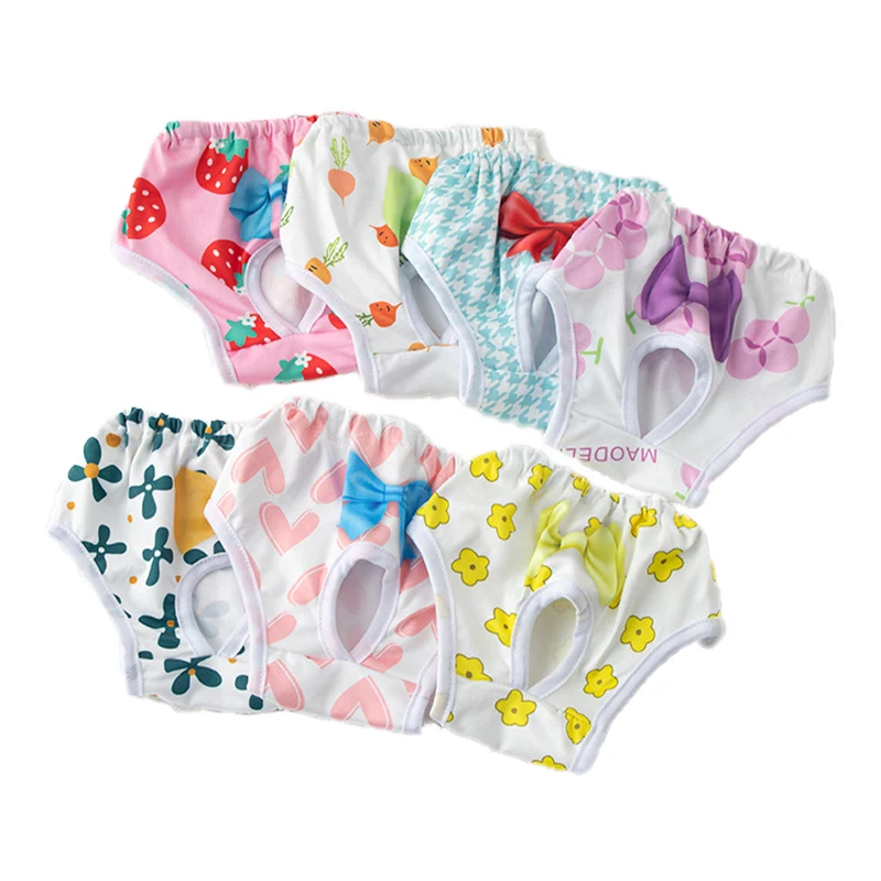 

Dog Physiological Pants Female Dog Menstrual Underwear Cute Printe Period Panties for Girl Dogs Washable Pet Brief Short Diapers