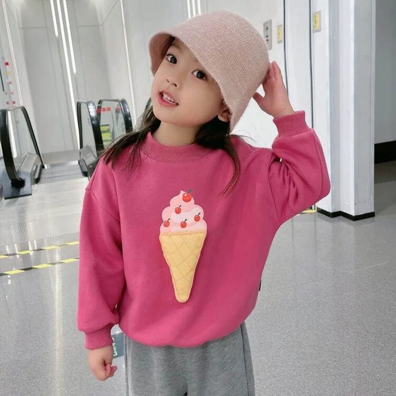 

Милые Мультяшные толстовки для маленьких девочек, теплые толстовки с длинным рукавом, детские пуловеры на весну и осень, детская одежда, хло...