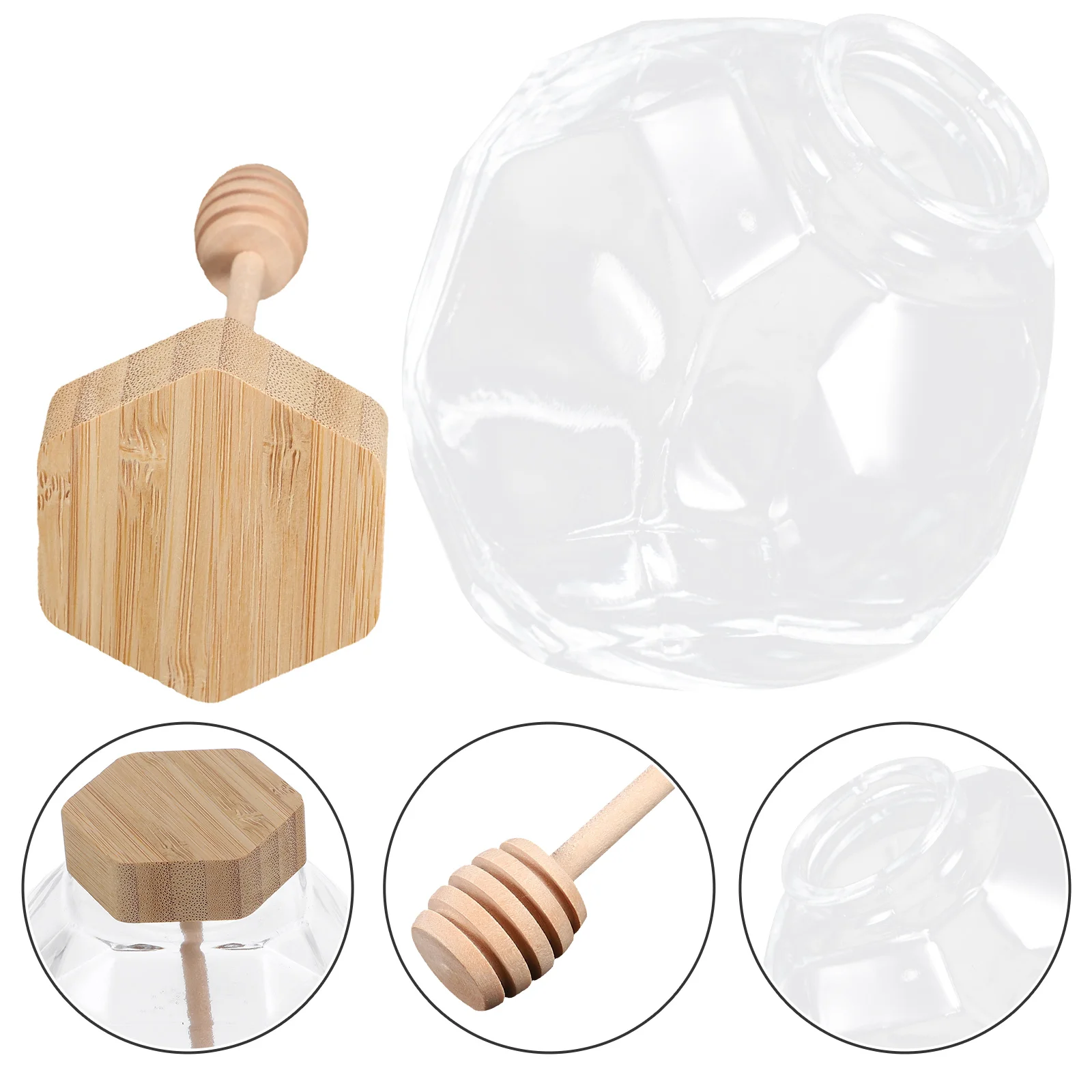 

Airtight Food Container Clear Food Peanut Butter Honey Jar with Lid Inside Dipper