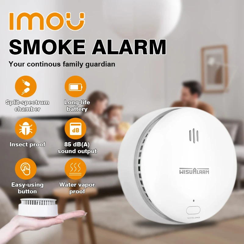 

IMOU Smoke Alarm Detector with 85dB Alarm and Hearing Protection Test Button Security Protection Home(Not connected to imou app)
