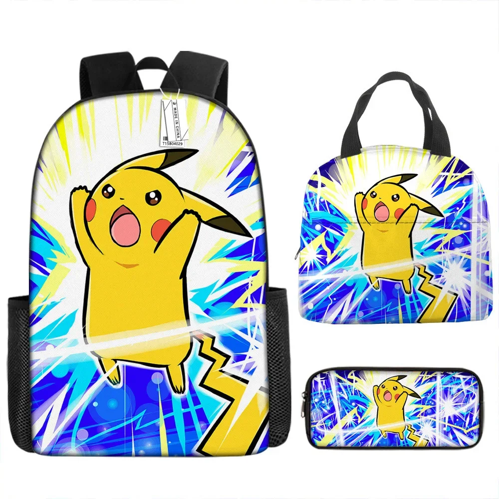 

Школьный ранец Pikachu из трех предметов с анимацией, рюкзак, сумка для обеда, ранцы для учеников начальной и средней школы