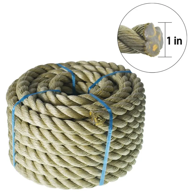 

Beautiful 50-inch x 50-Foot 3-Strand Twisted Polypropylene Synthetic Rope – Multipurpose Artificial Manila Rope