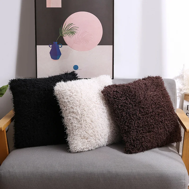 

New Plush Pillowcase Simplicity Solid Color Sofa Pillowcase Car Cushion Pillow Covers Decorative Body Pillow Cover