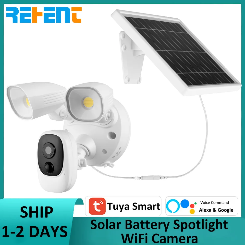 

Tuya Smart 5W Solar Panel 12000mAh Battery 1080P Outdoor WDR CCTV Surveillance IP Camera Alexa Google 1000LM Color Night Vision
