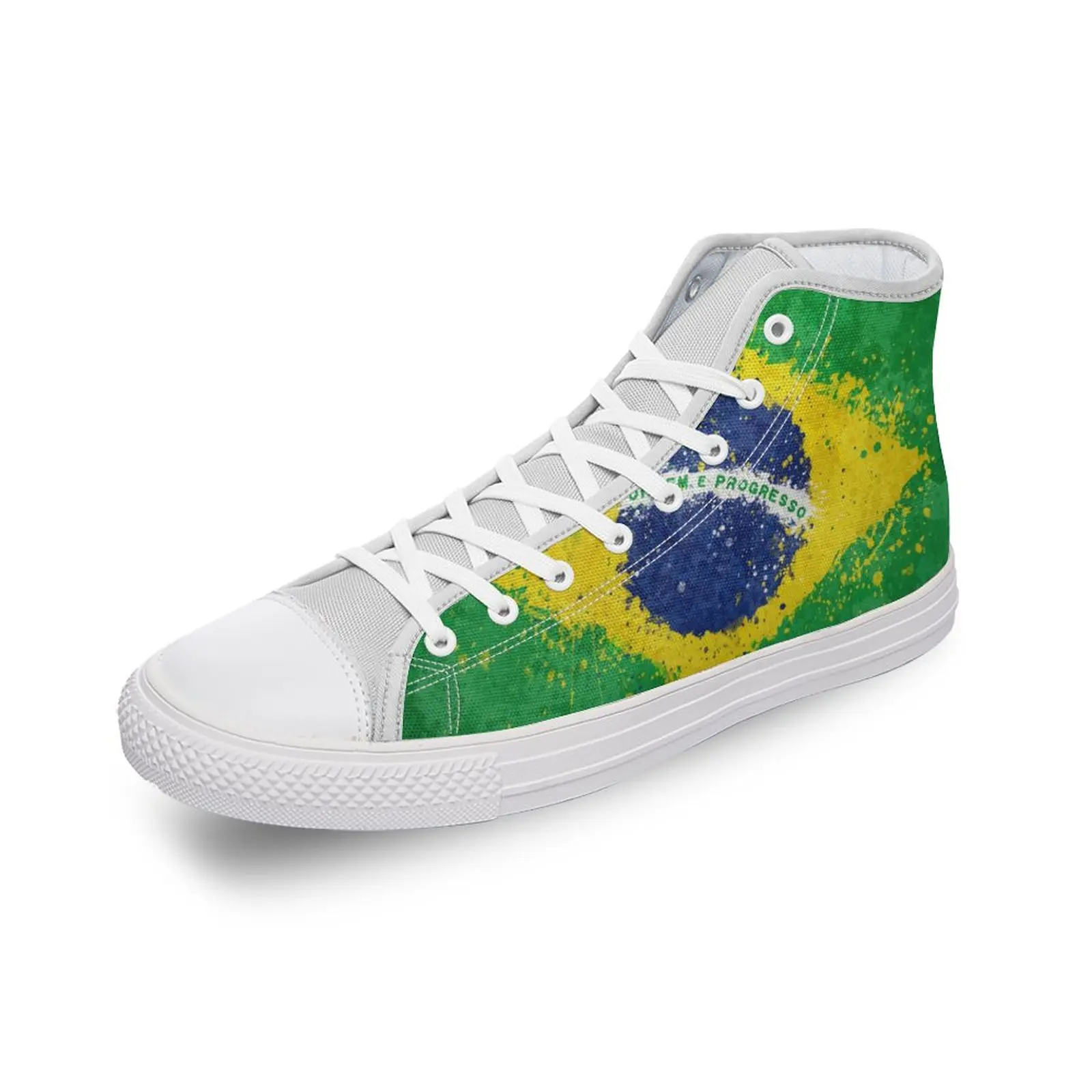 

Холщовые кроссовки с флагом Бразилии, высокие кеды, Повседневная модная спортивная обувь «сделай сам» для мужчин и женщин, на плоской подошве, с 3D принтом