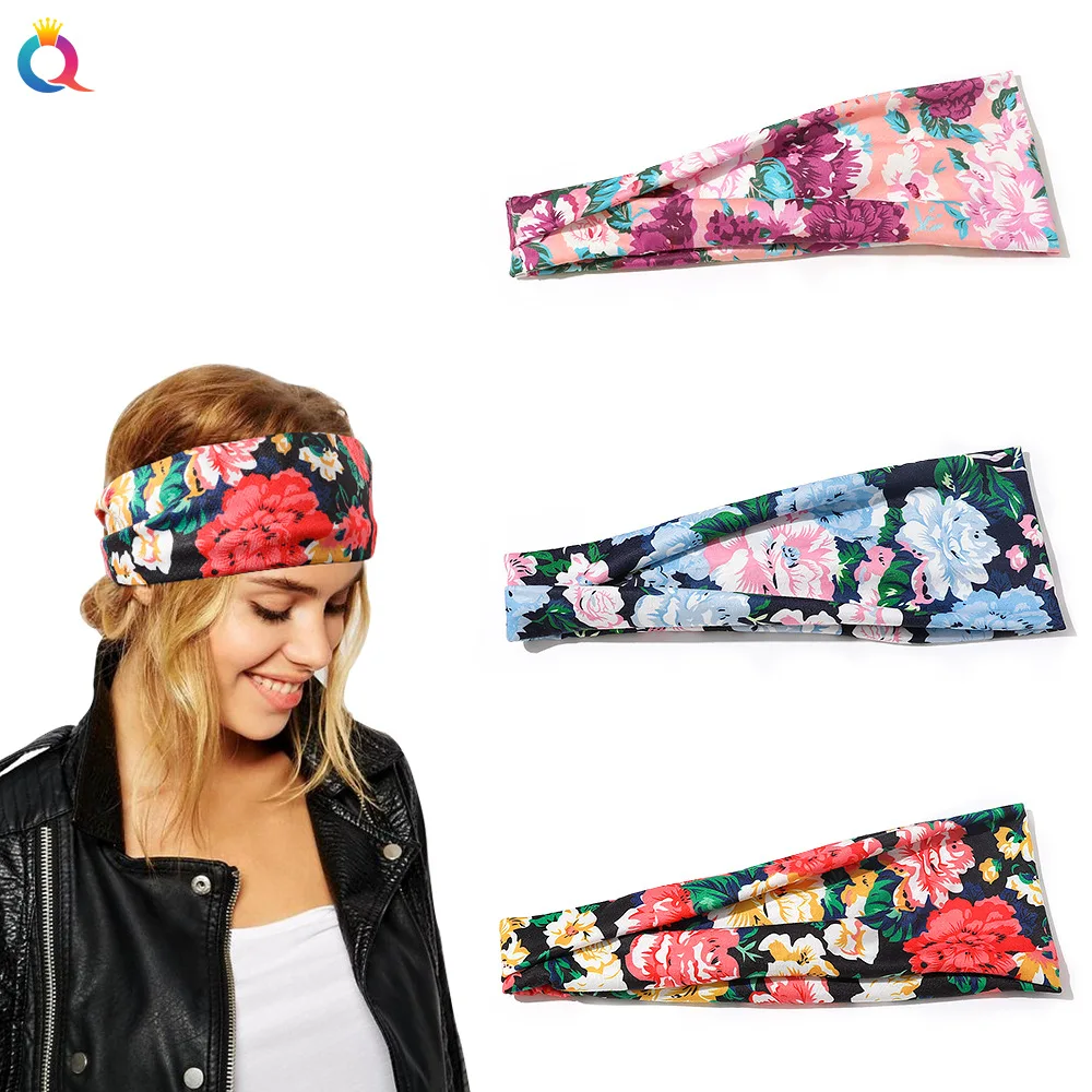 

New Women's Sports Headband Yoga Hairband Sweat-absorbing Band Anti Sweat Wide Edge Printed Headband Headwear Hair Accessories