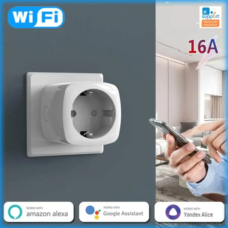 

Tuya Wifi Smart Plug EU 16A with Power Monitor Function Wireless App Voice Remote Control Socket Works with Alexa Google Home