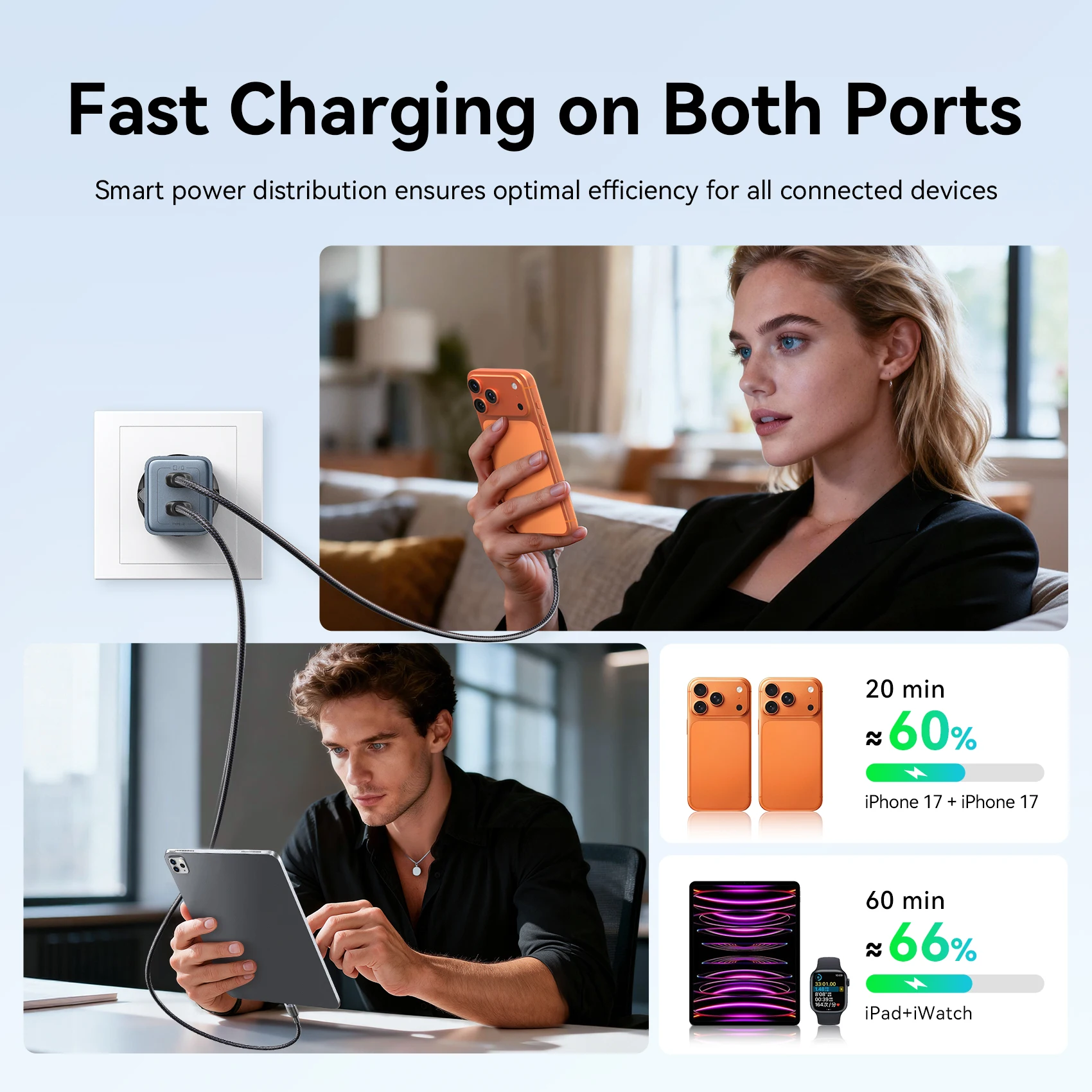 Фото Зарядное устройство Vention 45W GaN с быстрой зарядкой USB-C PD3.0 Type-C для iPhone 16 15 14, Samsung S24, Xiaomi 13, портативное дорожное зарядное устройство №4