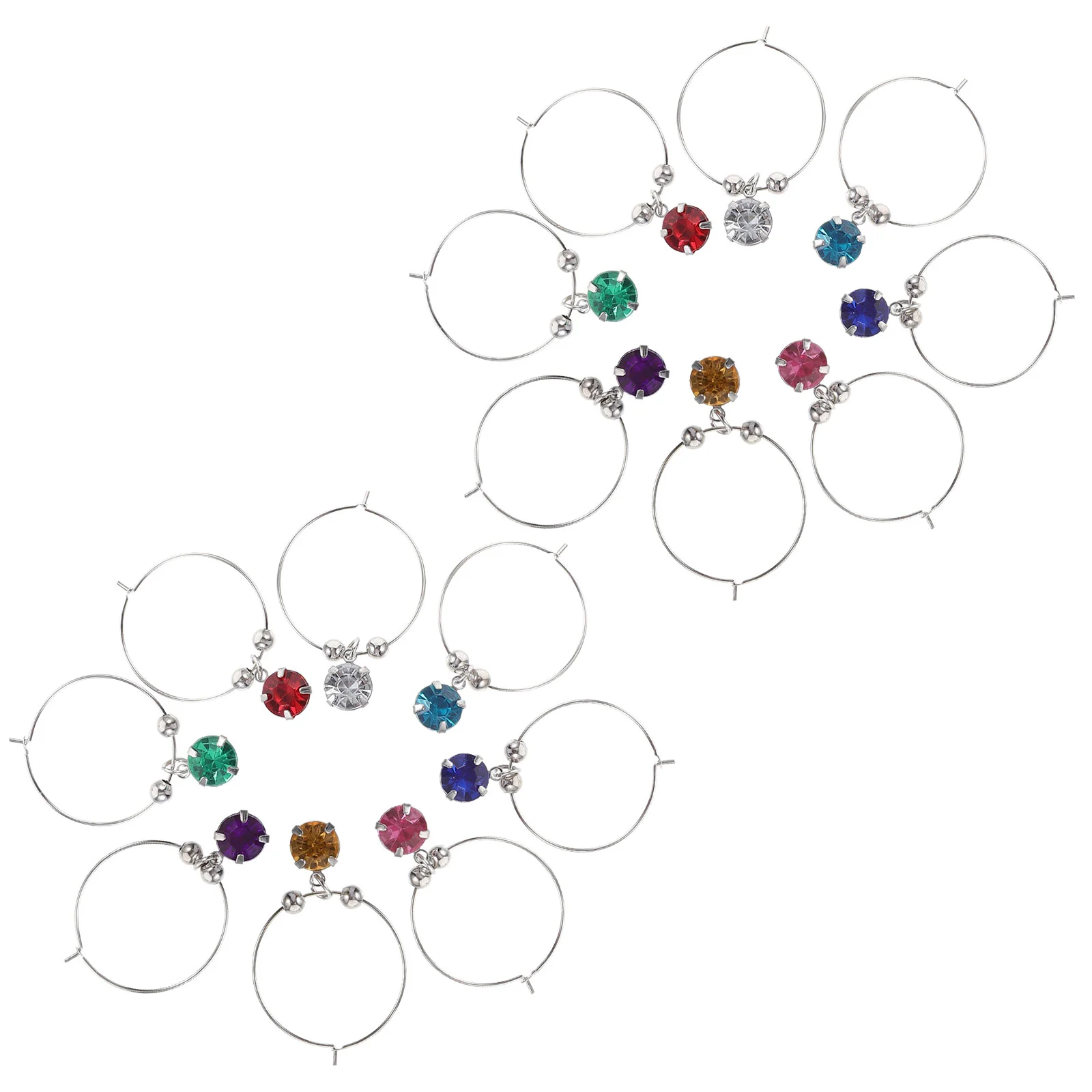 

16pcs Colorful Diamonds Glass Ring Identify Label Rings Glass Makers for Restaurant Hotel Bar (Mixed Color)