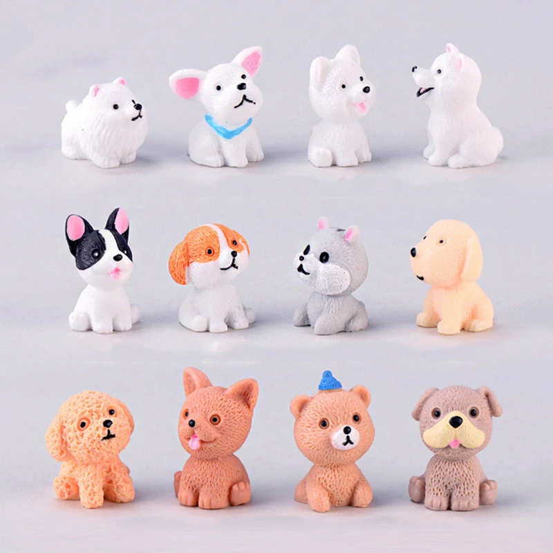 

Mini Cute Dog Miniatures Figurines Resin Dog Ornament Doll Gifts For Kid Toys Desktop Model DIY Home Decoration Accessories