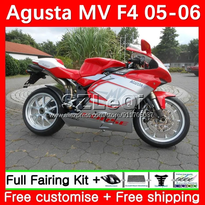 

Body Kit For Agusta MV F4 R312 750S 1000 R 750 1000CC 1000R MVF4 312 1078 1+1 05 06 MA F4 2005 2006 Fairing silvery red 20LQ.84