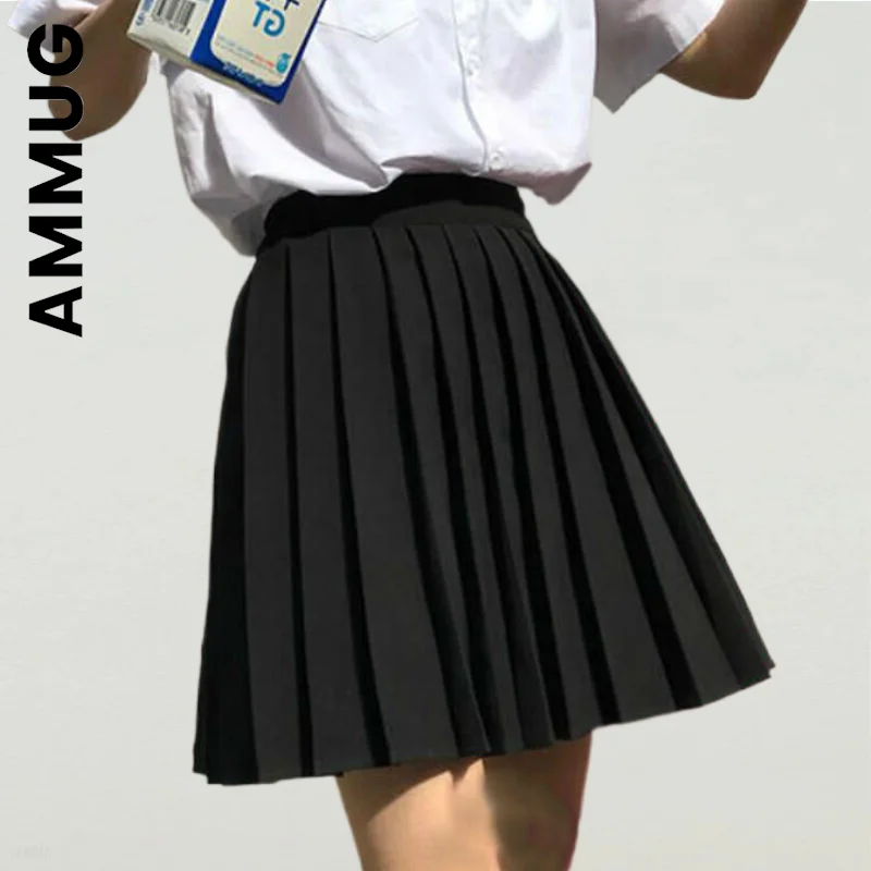 

Женские плиссированные юбки Ammug с высокой талией, Повседневная Уличная одежда для школьниц, универсальная модная новинка в Корейском стиле,...