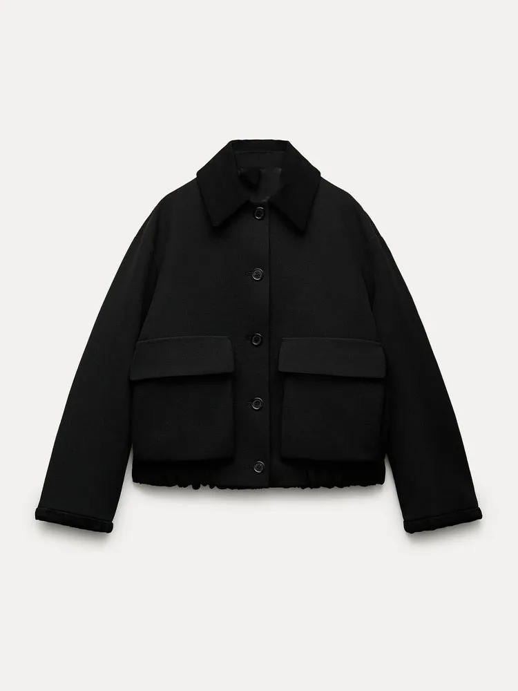 

Женская куртка-бомбер Zach AiIsa, новая осенняя модная Свободная куртка-бомбер с отложным воротником и длинными рукавами и большими карманами