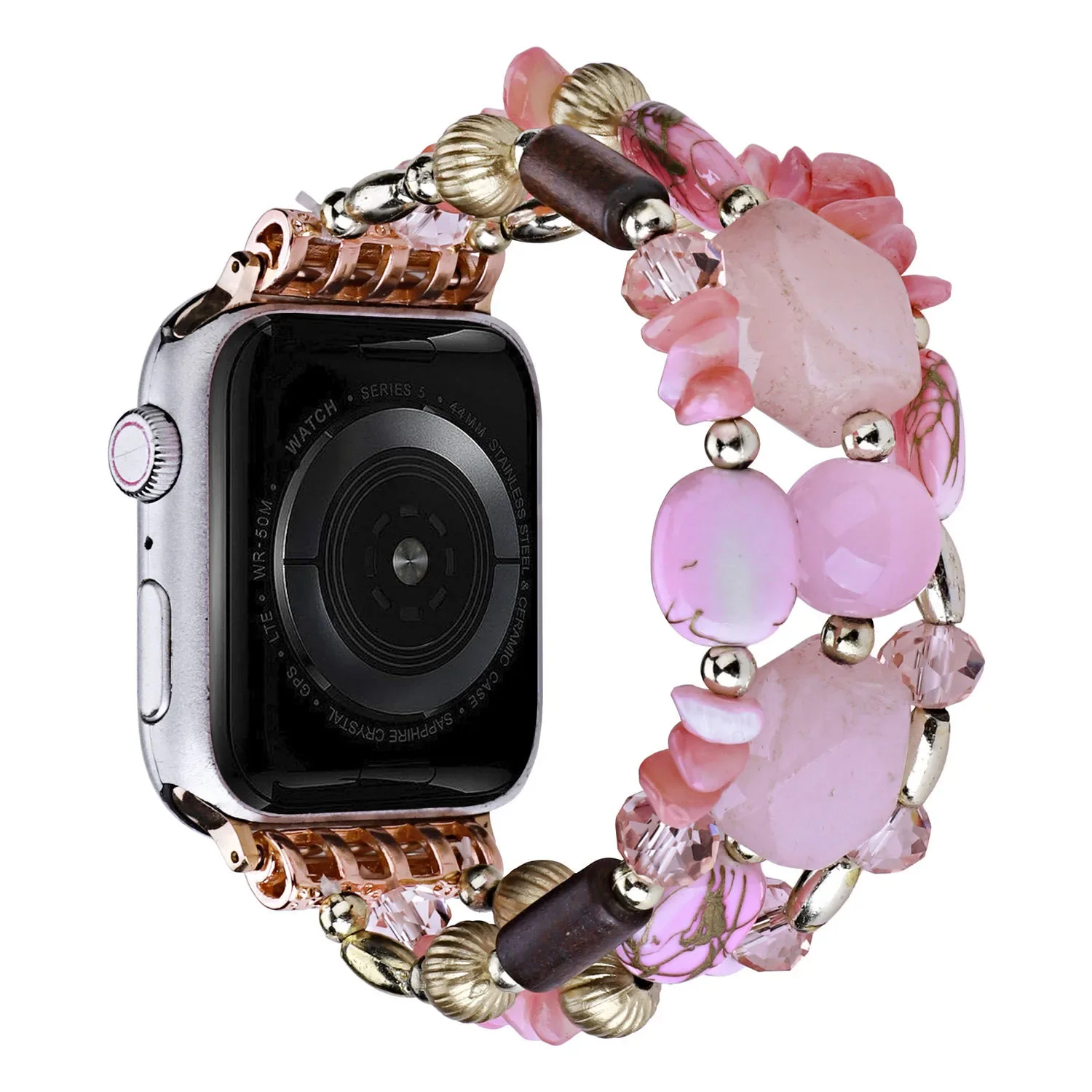 Фото Женский ювелирный браслет для Apple Watch Band 40 мм 42 46 мм 41 45 мм 49 мм Эластичный ремешок с бирюзовыми бусинами для iWatch 10 9 8 7 Se Ultra №5
