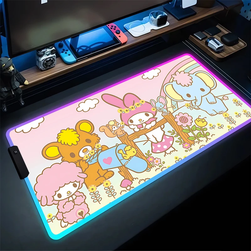 Большой игровой коврик для мыши RGB My Melody ноутбука с подсветкой клавиатуры