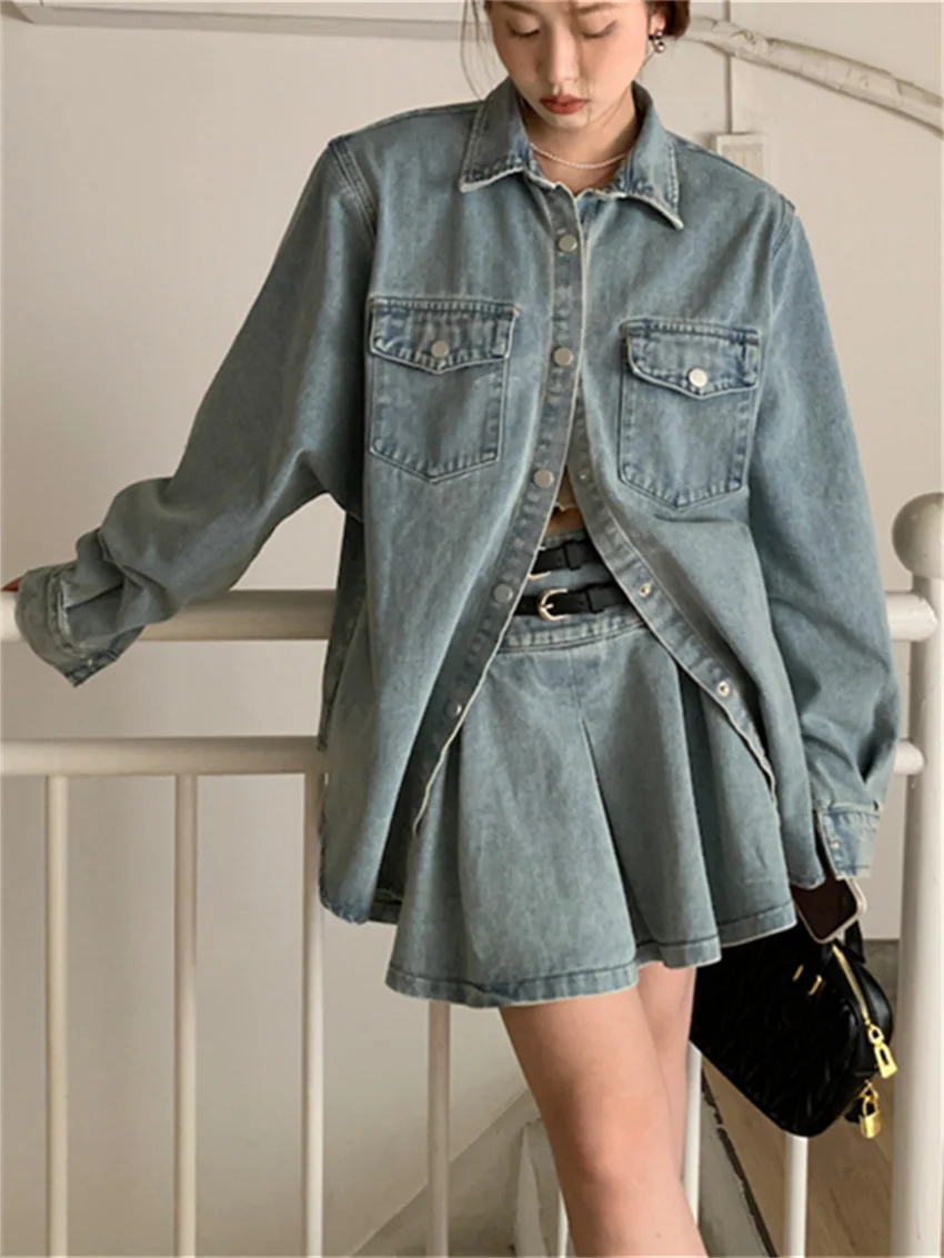 Женские джинсовые костюмы Alien Kitty в стиле ретро свободная джинсовая куртка с