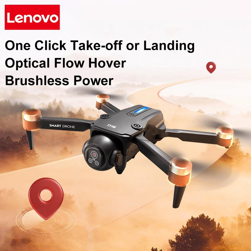Фото Дрон Lenovo D18 8K с двойной HD-камерой, интеллектуальным обходом препятствий, бесщеточным двигателем, Wi-Fi, GPS и пультом управления с экраном №5