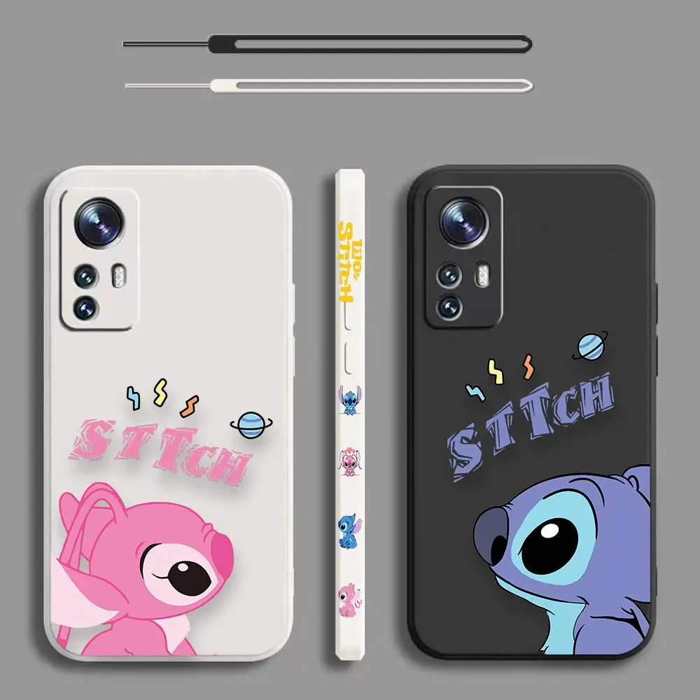 

Cartoon Lilo & Stitch Sttch Anime Case For Xiaomi Mi 13 12 12S 11 11T 10 10S 9 9SE 8 8SE 6 6X Pro Ultra Liquid Rope Cover Funda
