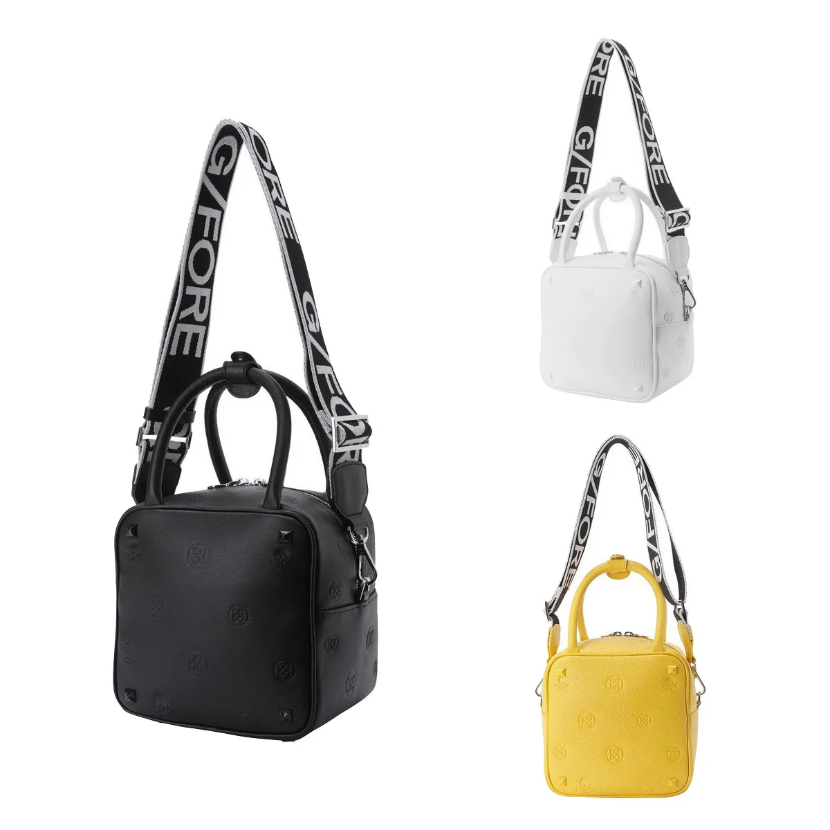 Golf Bag Box Design Embossed PU Handbag Fashion Ladies Woven Strap Inclined Shoulder Bag