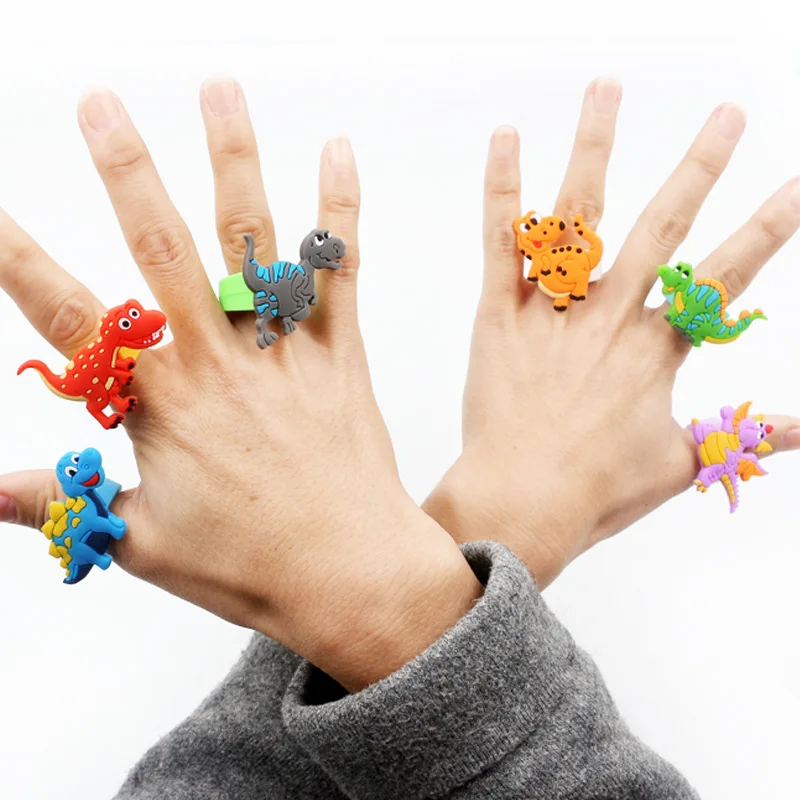 

30pcs Cartoon Rings for Kids Soft Silicone Finger Rings Toy Baby Shower Birthday Party Favor Child Christmas Gift