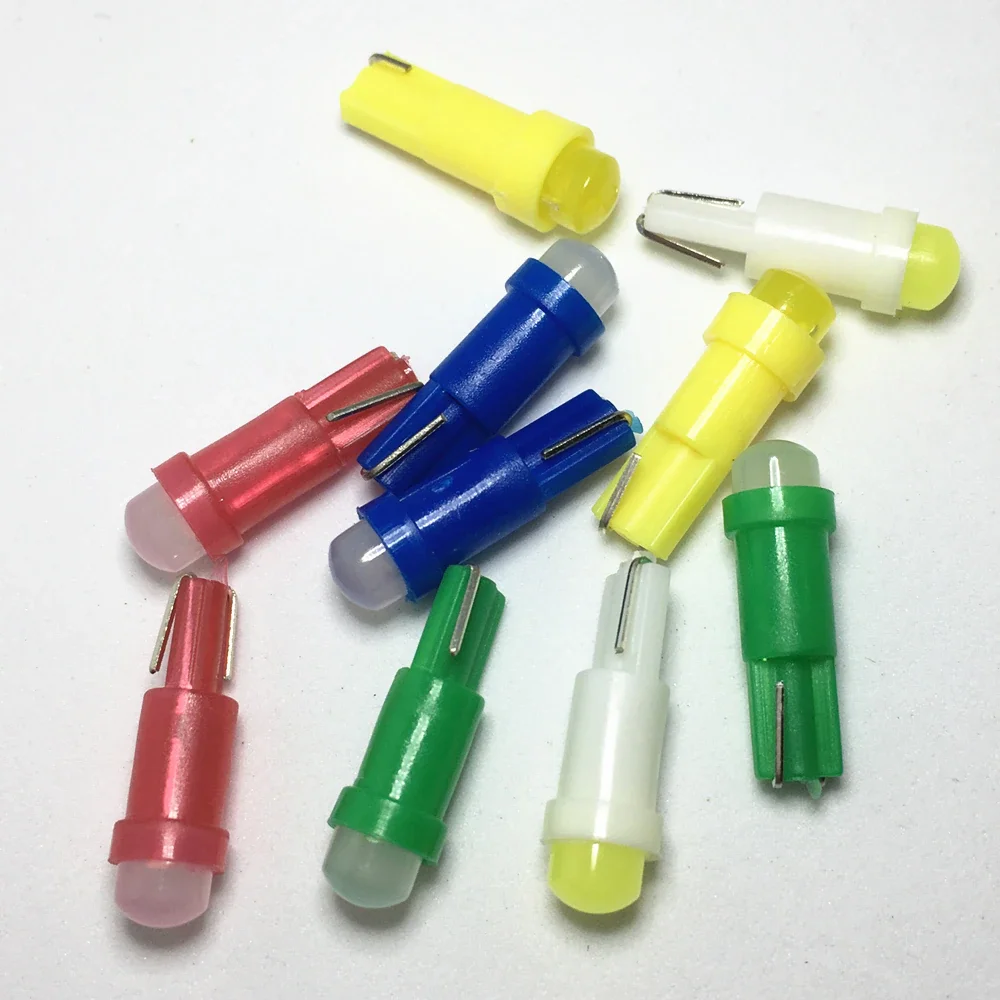 

10pcs Car Interior T5 Led 1 SMD Light Ceramic Dashboard Gauge Lamp Instrument Ceramic Bulb Car Auto Side Wedge Light Car