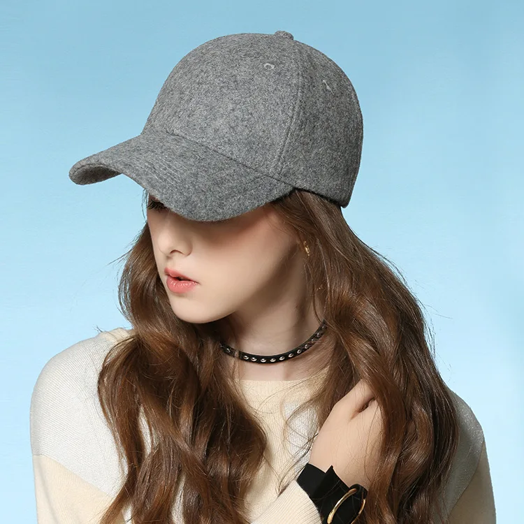 Wool Baseball Cap Women's Autumn and Winter Hat Thickened Keep Warm Female Fashion Trucker Cap Ladies Sport Hat Solid Color 2021