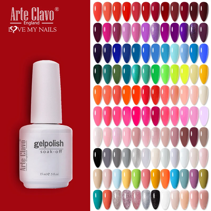 Arte Clavo Fashion Gel Nail Polish Semi Permanent Sequins Flakes Shiny Glossy UV LED Nails Art Design Gels Varnish Lacquer 15ml