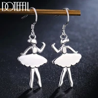 doteffil 925 sterling silver dancing girl drop earring for women lady wedding engagement party fashion jewelry