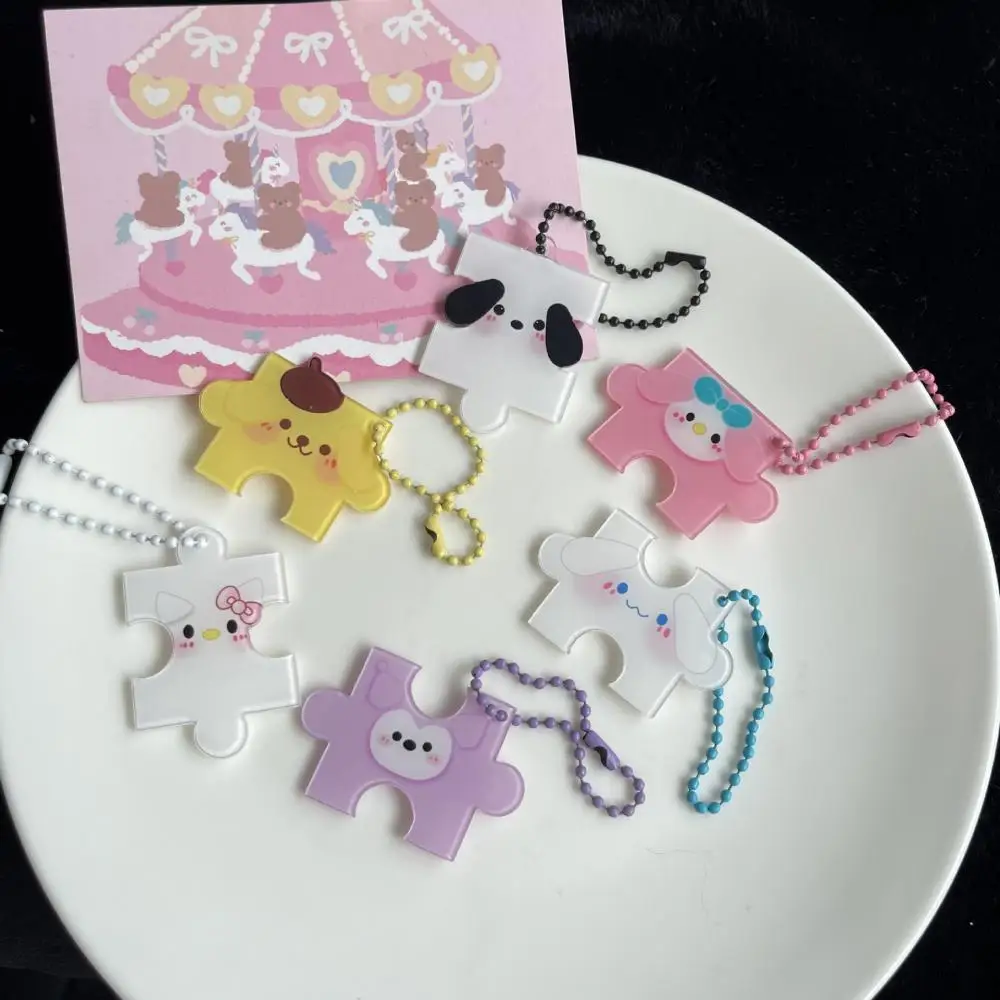 

Брелок-пазл Sanrio для пар, студенческий кулон Kuromi Cinnamoroll Hello Kitty, милая девушка, сердце, искусственная подвеска, акриловая подвеска