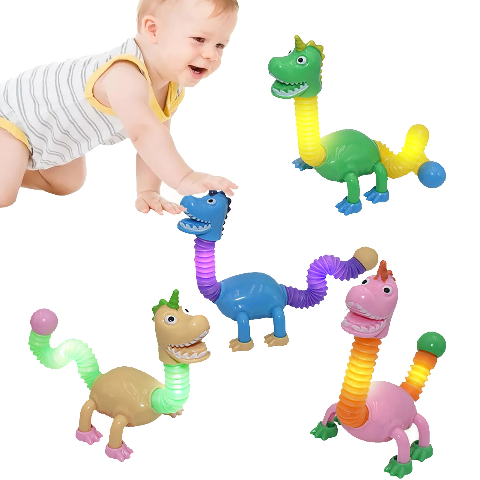 

Colorful Tube Children's Creative Magical Toys Funny Toys Early Development Sensory Toy Spring Dinosaur For Children Adults