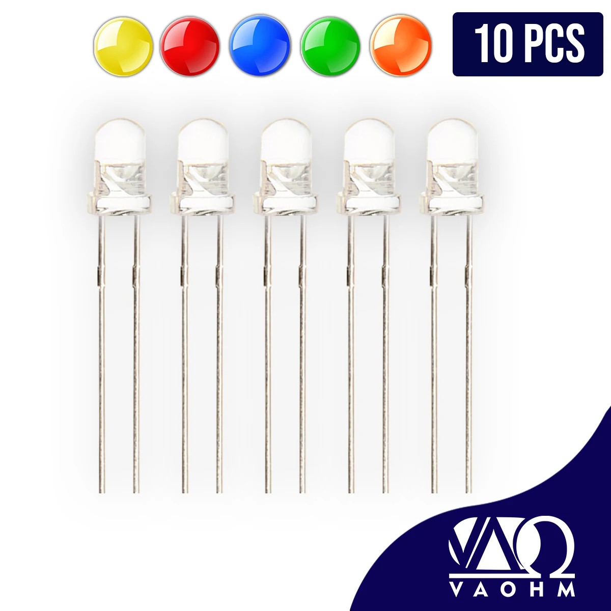 

LED 3mm Water Clear 10PCS F3 Super Bright Light Emitting Diode Green Red White Yellow Blue Orange