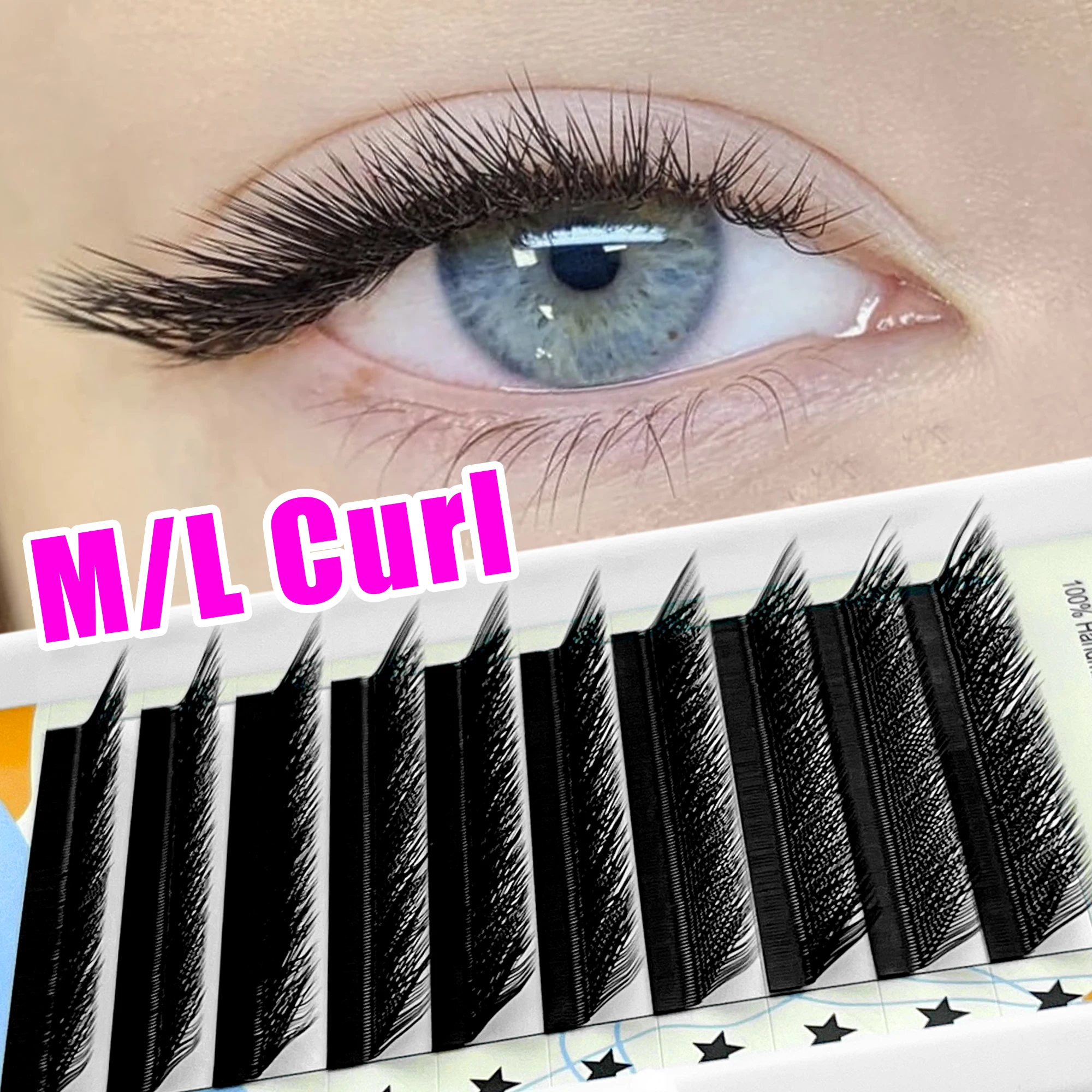 Фото Накладные ресницы M YY Lashes Foxy, готовые пучки M Cilios YY, автоматическое формирование пучков, ресницы Bloom №1