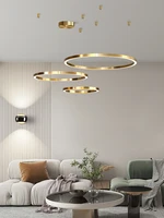 minimalist modern led chandelier for living room bedroom lights new brushed rings gold black frame ceiling mounted hanging lamps