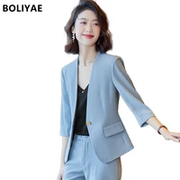 2022 fashion new professional clothes for women slim v neck suit jacket temperament female chic blazer high waist trousers suit