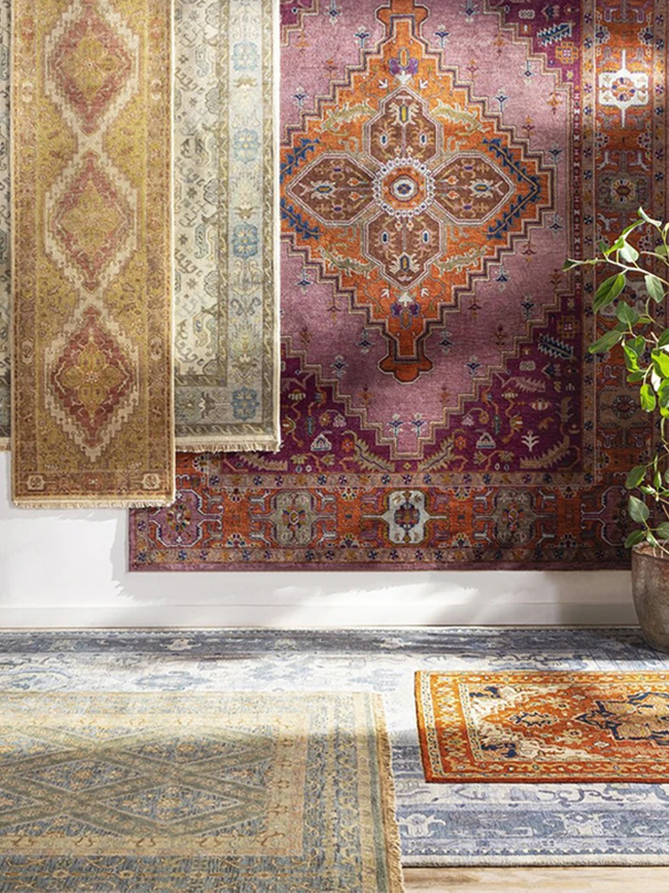

European Carpet Persian Style Color Ethnic Retro Style Printed Floor Mat Living Room Coffee Table Washable Room Large Area Rugs