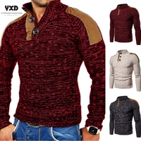 new men clothes man pullover sweater mens clothing mans sweaters jumper mans cotton wool spliced leather button knitted sweater