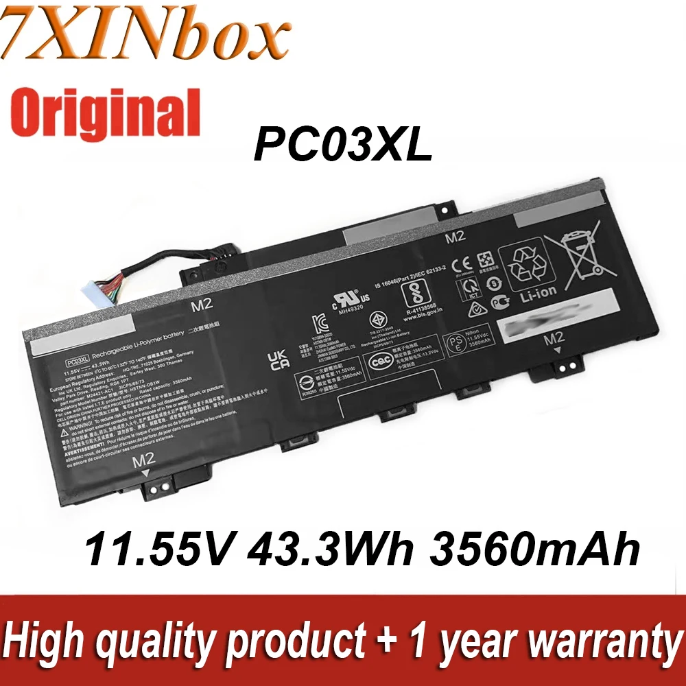 7XINbox PC03XL 11,55 V 3560mAh Оригинальный аккумулятор для ноутбука HP Pavilion X360 14 15